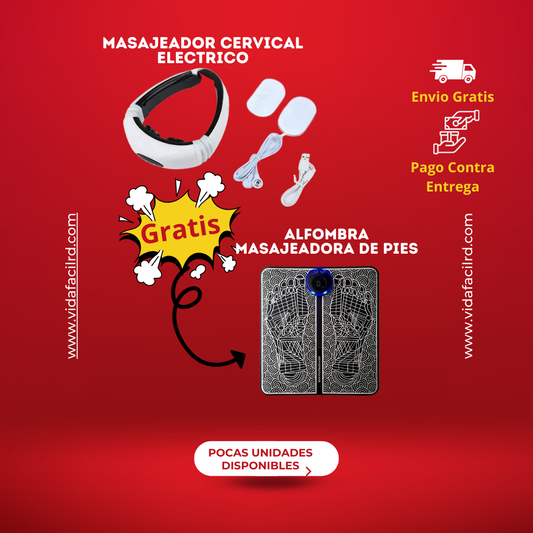 Masajeador Eléctrico Cervical + Alfombra Masajeadora de Pies GRATIS